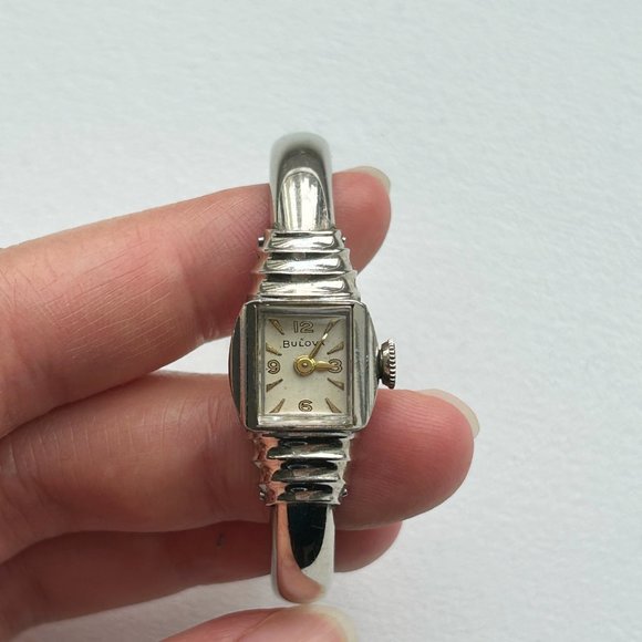 Vintage 1955 Bulova "American Girl" 10K R.G.P Bangle Cuff Wrist Watch, AS-IS - Picture 3 of 9